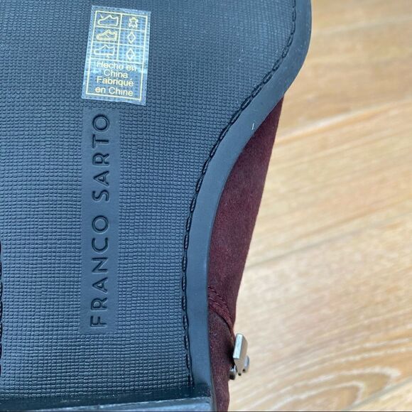 Franco Sarto-Burgundy Pre-distressed Ankle Bootie - Picture 9 of 11
